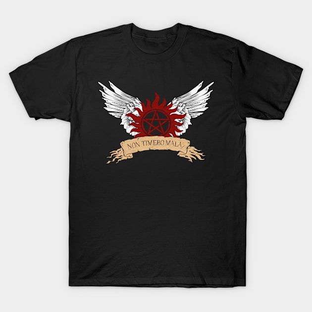 Supernatural NON TIMEBO MALA Symbol Wings T-Shirt by Ratherkool